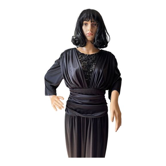 American Vintage Abby Kent Black Beaded Jumpsuit size small to medium - Picture 4 of 8